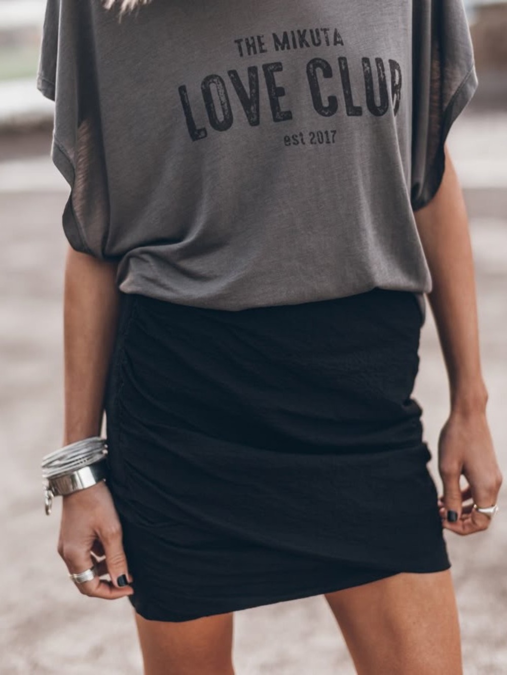 Mikuta Black Draped Skirt